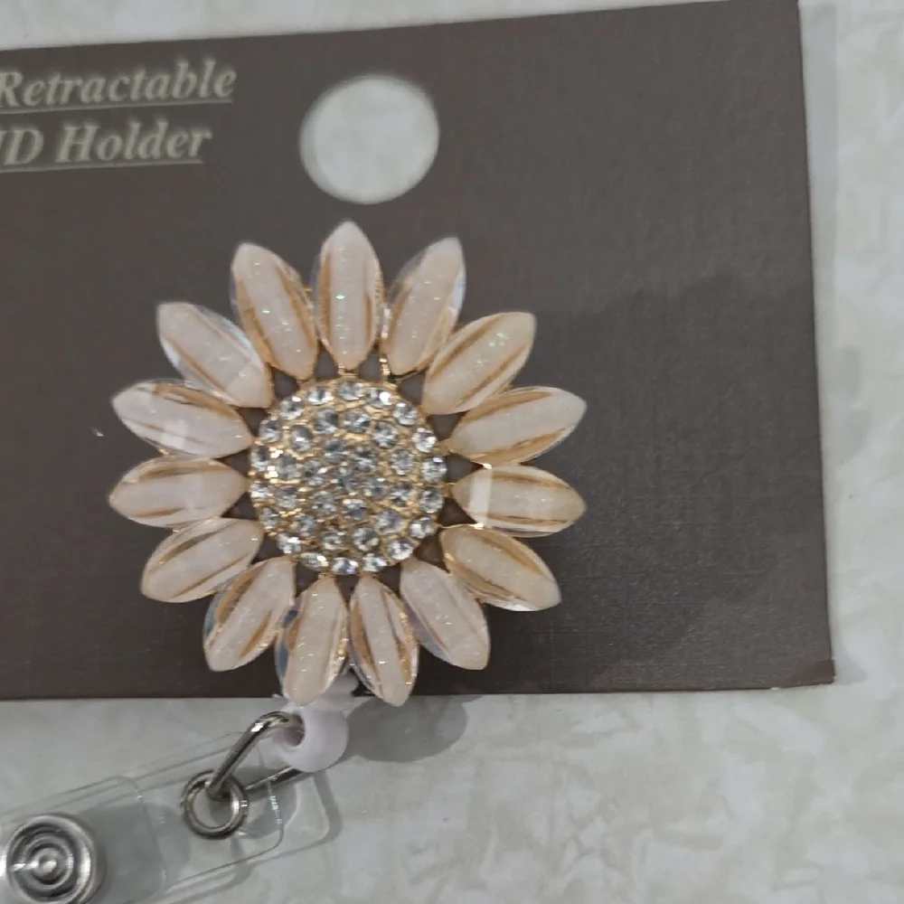 Floral ID Badge Holder‎ with Sparkle Center